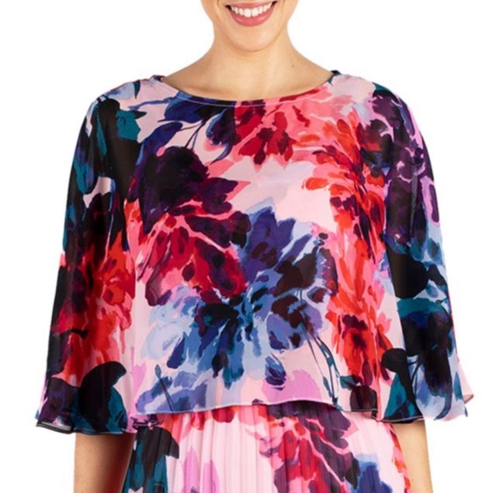 😊 3/$30 
DONNA RICCO NEW YORK Womens Floral Pink Sheer Shawl Sz 2 NWT🏷